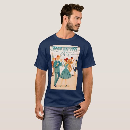 Mid Century Happy New Year The Martini Dance T-shirt (Voorkant volledig)