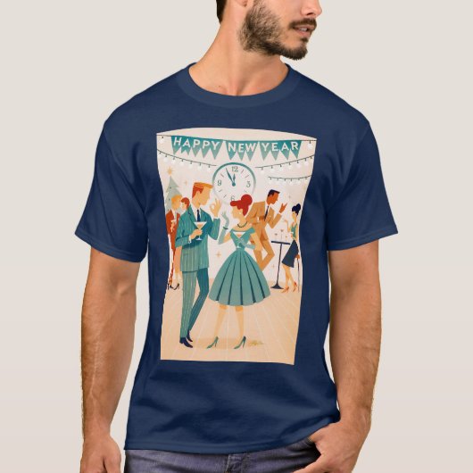 Mid Century Happy New Year The Martini Dance T-shirt (Voorkant)