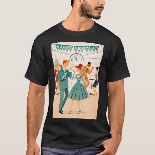 Mid Century Happy New Year The Martini Dance T-shirt (Voorkant)