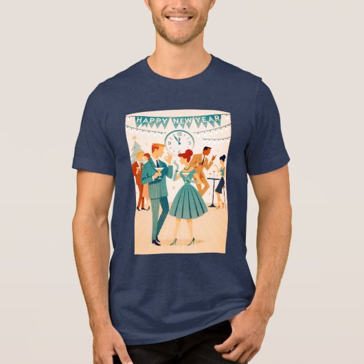 Mid Century Happy New Year The Martini Dance Tri-Blend Shirt (Voorkant)