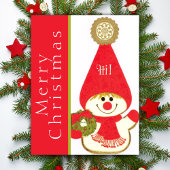 Mid Century Happy Snow Gnome Custom Christmas Feestdagenkaart