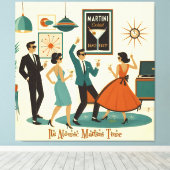 Mid Century Het Is Tijd Voor Een Atomische Martini Canvas Afdruk (Insitu (Houten vloer))