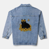 Mid Century hippie zwarte kat Denim Jacket (Achterkant)