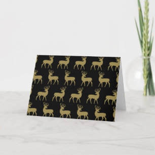 Mid Century Holiday Herten Patroon Zwart en Goud Kaart