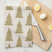 Mid Century Holiday Tree Patroon Goud Theedoek (Quarter Fold)