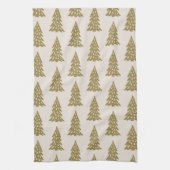 Mid Century Holiday Tree Patroon Goud Theedoek (Verticaal)