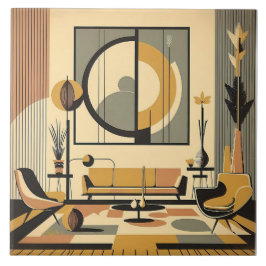 Mid Century Interior Design Autumn Hues Livingroom Tegeltje