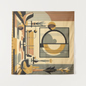 Mid Century Interior Design Autumn Hues Livingroom Wandkleed (Voorkant (horizontaal))