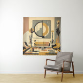 Mid Century Interior Design Autumn Hues Livingroom Wandkleed (In situ)