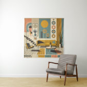 Mid Century Interior Design Desert Livingroom Wandkleed (In situ)