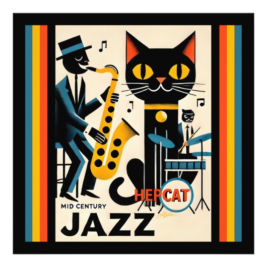 Mid Century Jazz Age HepCat Black Cat Foto Afdruk (Voorkant)