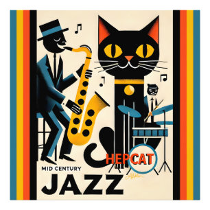Mid Century Jazz Age HepCat Black Cat Foto Afdruk