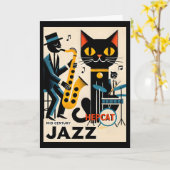 Mid Century Jazz Age HepCat Black Cat Kaart (Gele Bloem)