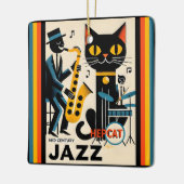 Mid Century Jazz Age HepCat Black Cat Keramisch Ornament (Links)