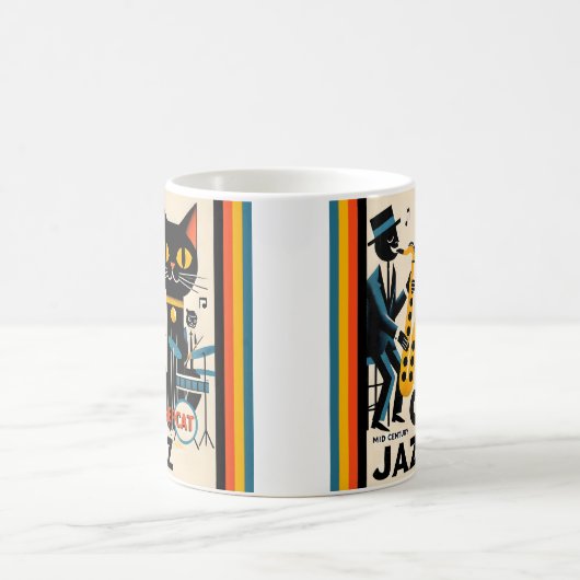 Mid Century Jazz Age HepCat Black Cat Koffiemok (Center)