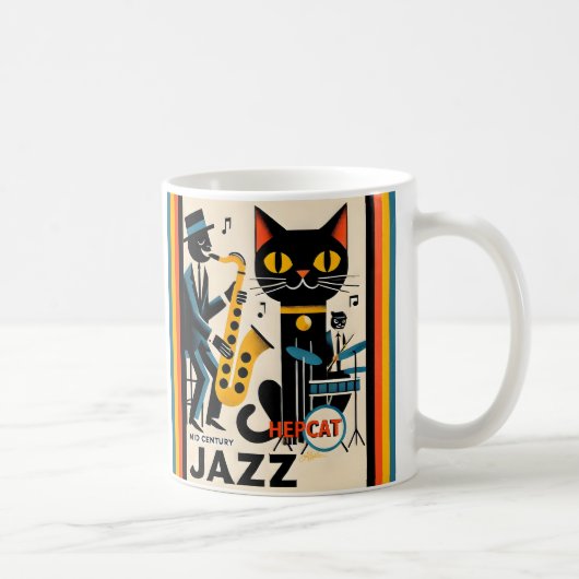 Mid Century Jazz Age HepCat Black Cat Koffiemok (Rechts)