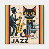 Mid Century Jazz Age HepCat Black Cat Magneet (Voorkant)
