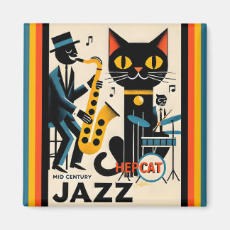 Mid Century Jazz Age HepCat Black Cat Magneet