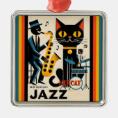 Mid Century Jazz Age HepCat Black Cat Metalen Ornament (Voorkant)