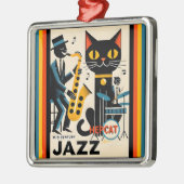 Mid Century Jazz Age HepCat Black Cat Metalen Ornament (Links)