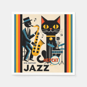 Mid Century Jazz Age HepCat Black Cat Servet