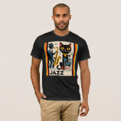 Mid Century Jazz Age HepCat Black Cat T-shirt (Voorkant volledig)