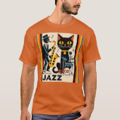 Mid Century Jazz Age HepCat Black Cat T-shirt (Voorkant)