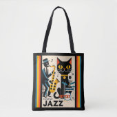 Mid Century Jazz Age HepCat Black Cat Tote Bag (Voorkant)