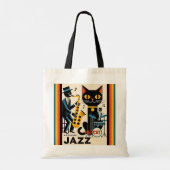 Mid Century Jazz Age HepCat Black Cat Tote Bag (Achterkant)