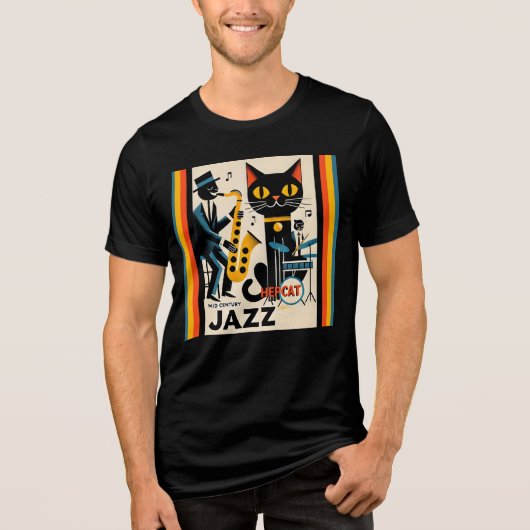 Mid Century Jazz Age HepCat Black Cat Tri-Blend Shirt (Voorkant)