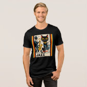 Mid Century Jazz Age HepCat Black Cat Tri-Blend Shirt (Voorkant volledig)