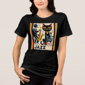 Mid Century Jazz Age HepCat Black Cat Tri-Blend Shirt (Voorkant)