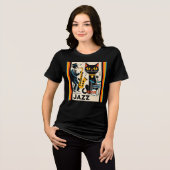 Mid Century Jazz Age HepCat Black Cat Tri-Blend Shirt (Voorkant volledig)