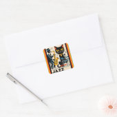 Mid Century Jazz Age HepCat Black Cat Vierkante Sticker (Envelop)