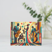 Mid Century Jazz Age Kwartet Briefkaart (Staand voorkant)