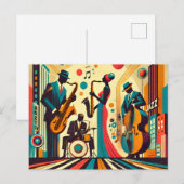 Mid Century Jazz Age Kwartet Briefkaart (Voorkant / Achterkant)