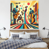 Mid Century Jazz Age Kwartet Canvas Afdruk (Insitu (Slaapkamer))