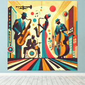 Mid Century Jazz Age Kwartet Canvas Afdruk (Insitu (Houten vloer))