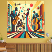 Mid Century Jazz Age Kwartet Canvas Afdruk (Insitu (Woonkamer))