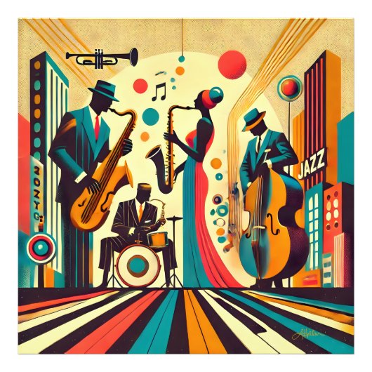 Mid Century Jazz Age Kwartet Foto Afdruk (Voorkant)