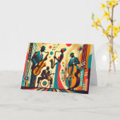 Mid Century Jazz Age Kwartet Kaart (Gele Bloem)