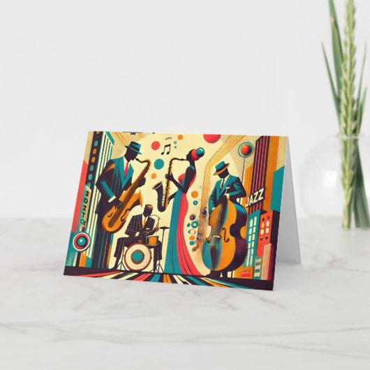 Mid Century Jazz Age Kwartet Kaart (Voorkant)