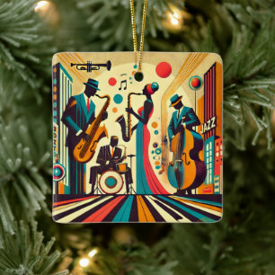 Mid Century Jazz Age Kwartet Keramisch Ornament