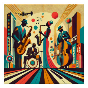 Mid Century Jazz Age Kwartet Perfect Poster