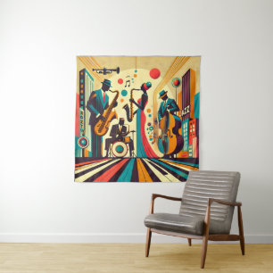 Mid Century Jazz Age Kwartet Wandkleed