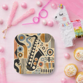 Mid Century Jazz Age Minimalist Art Saxofoon Papieren Bordje (Feest)