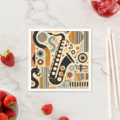 Mid Century Jazz Age Minimalist Art Saxofoon Servet (Insitu)