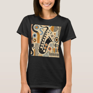 Mid Century Jazz Age Minimalist Art Saxofoon T-shirt