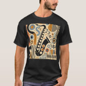 Mid Century Jazz Age Minimalist Art Saxofoon T-shirt (Voorkant)