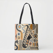 Mid Century Jazz Age Minimalist Art Saxofoon Tote Bag (Voorkant)